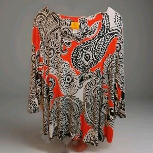 💚3/$25 1X Ruby Rd. Women's Paisley Blouse - Red, Black, White